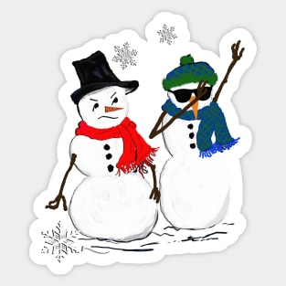 Funny Dabbing Snowman Gift Products, Grumpy Snow Friend Christmas & Winter Fun Gifts Sticker